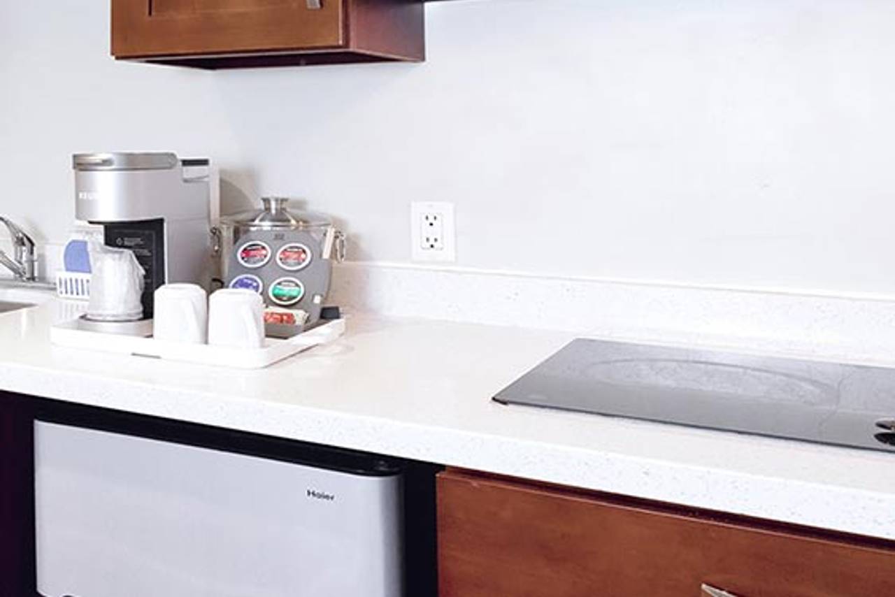 Extended stay kitchenette at Gibsons Garden Hotel